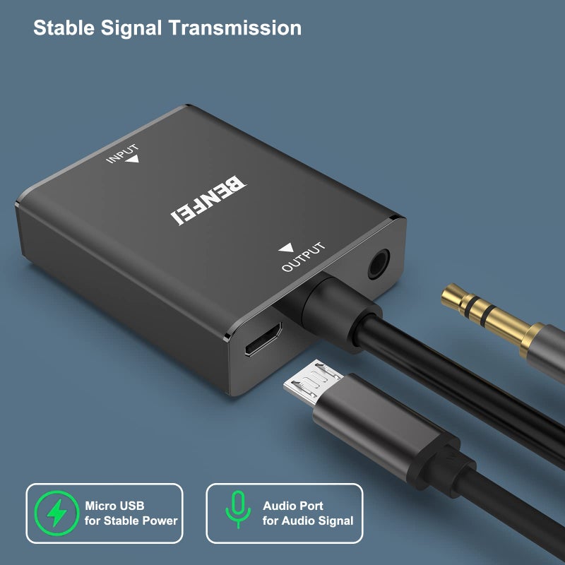 BENFEI HDMI to VGA, Uni-Directional HDMI Computer to VGA Monitor Adapter (Female to Male) with 3.5mm Audio Jack Compatible with TV Stick, Computer, Desktop, Laptop, PC, Monitor, Projector, Roku, Xbox - Image 2